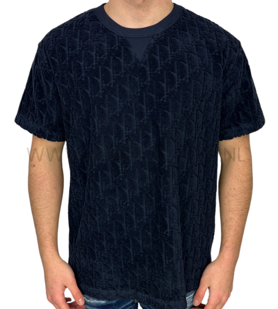 Dior Oblique Badstof T-Shirt Donkerblauw