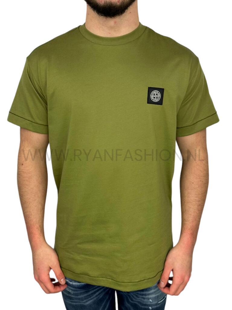Stone Island Box Logo T-Shirt Olijfgroen