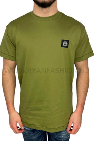 Stone Island Box Logo T-Shirt Olijfgroen