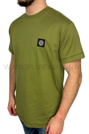 Stone Island Box Logo T-Shirt Olijfgroen