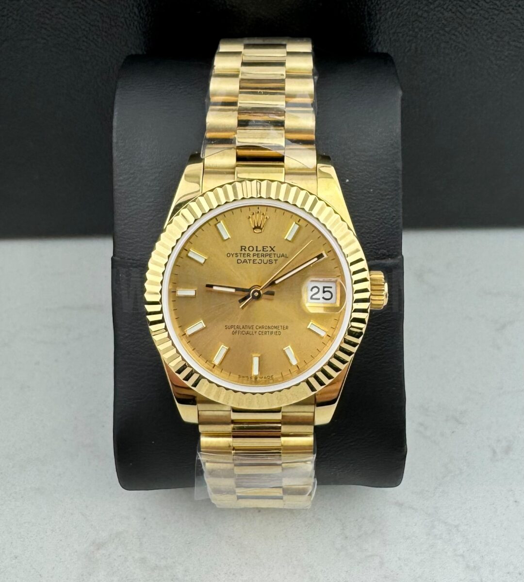 Rolex Datejust Champagne Dial Fluted President Yellow Gold 31MM