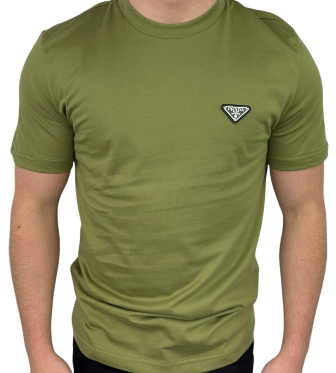 Prada Logo Patch T-Shirt Khaki