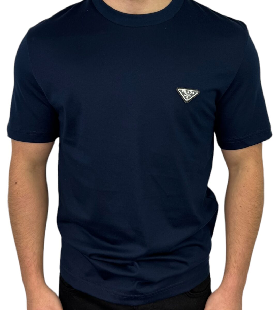 Prada Logo Patch T-Shirt Donkerblauw