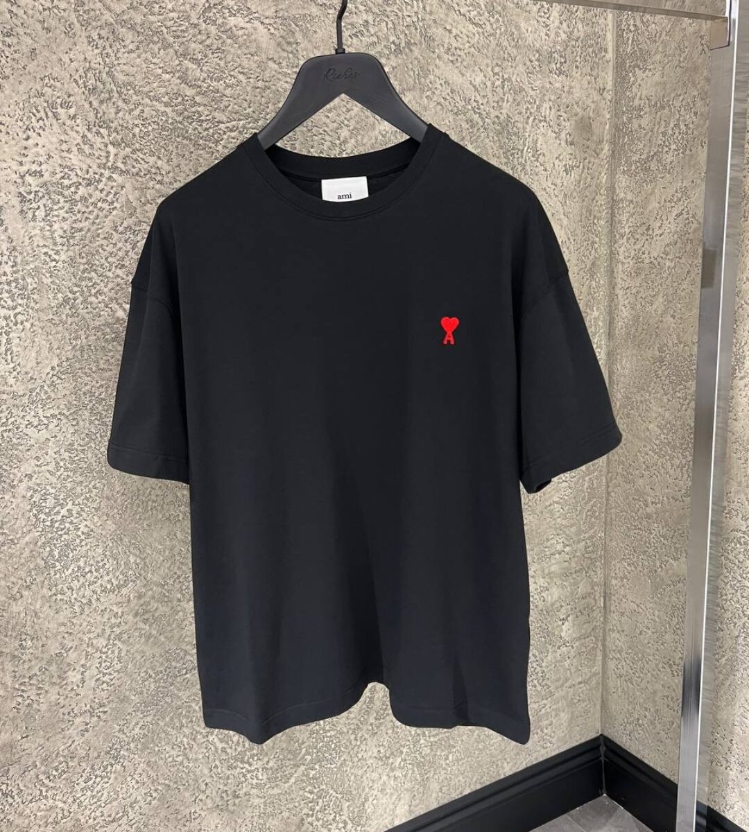 Ami Logo Heart T-Shirt Black