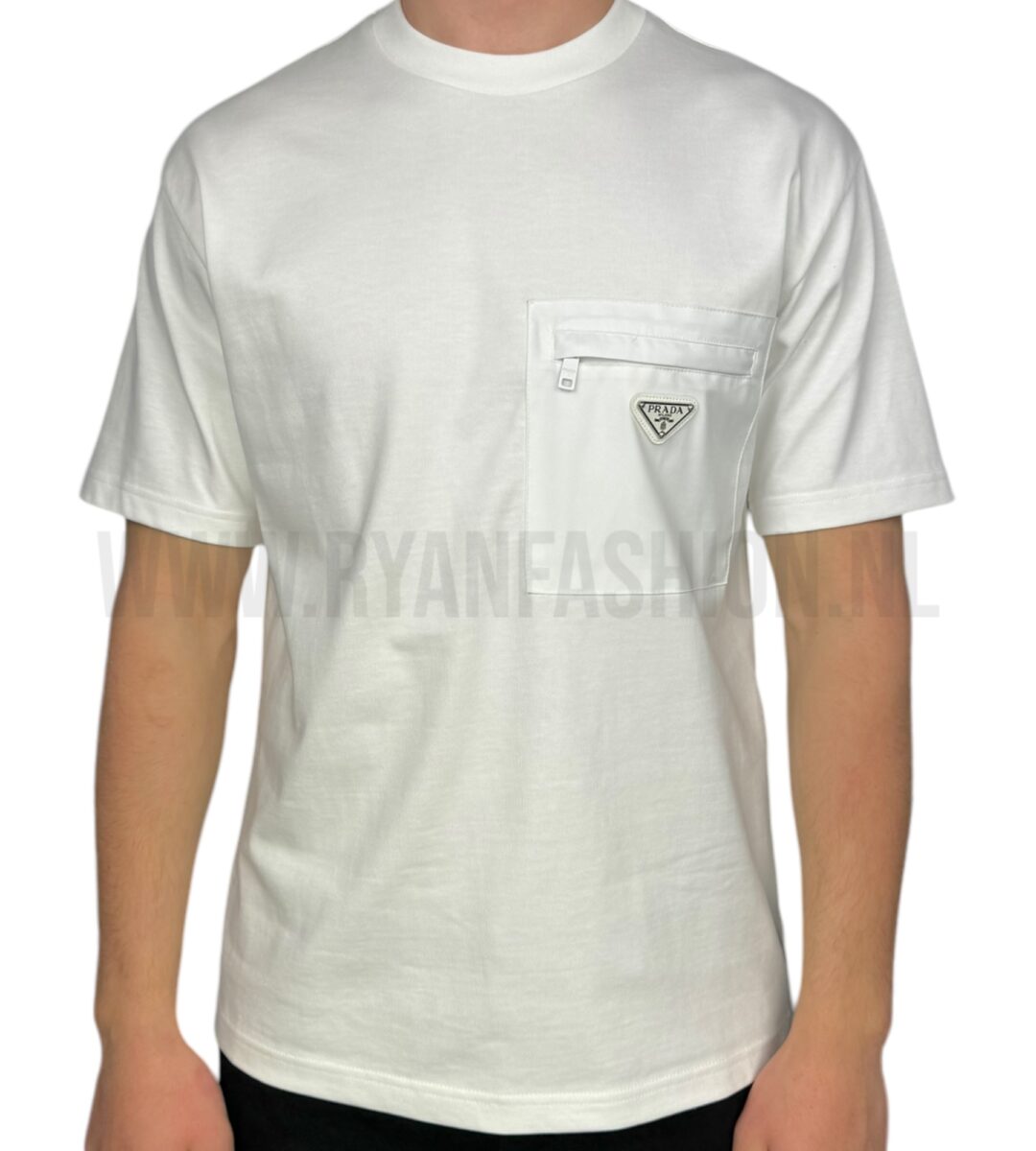 Prada Re-Nylon and Jersey T-Shirt White