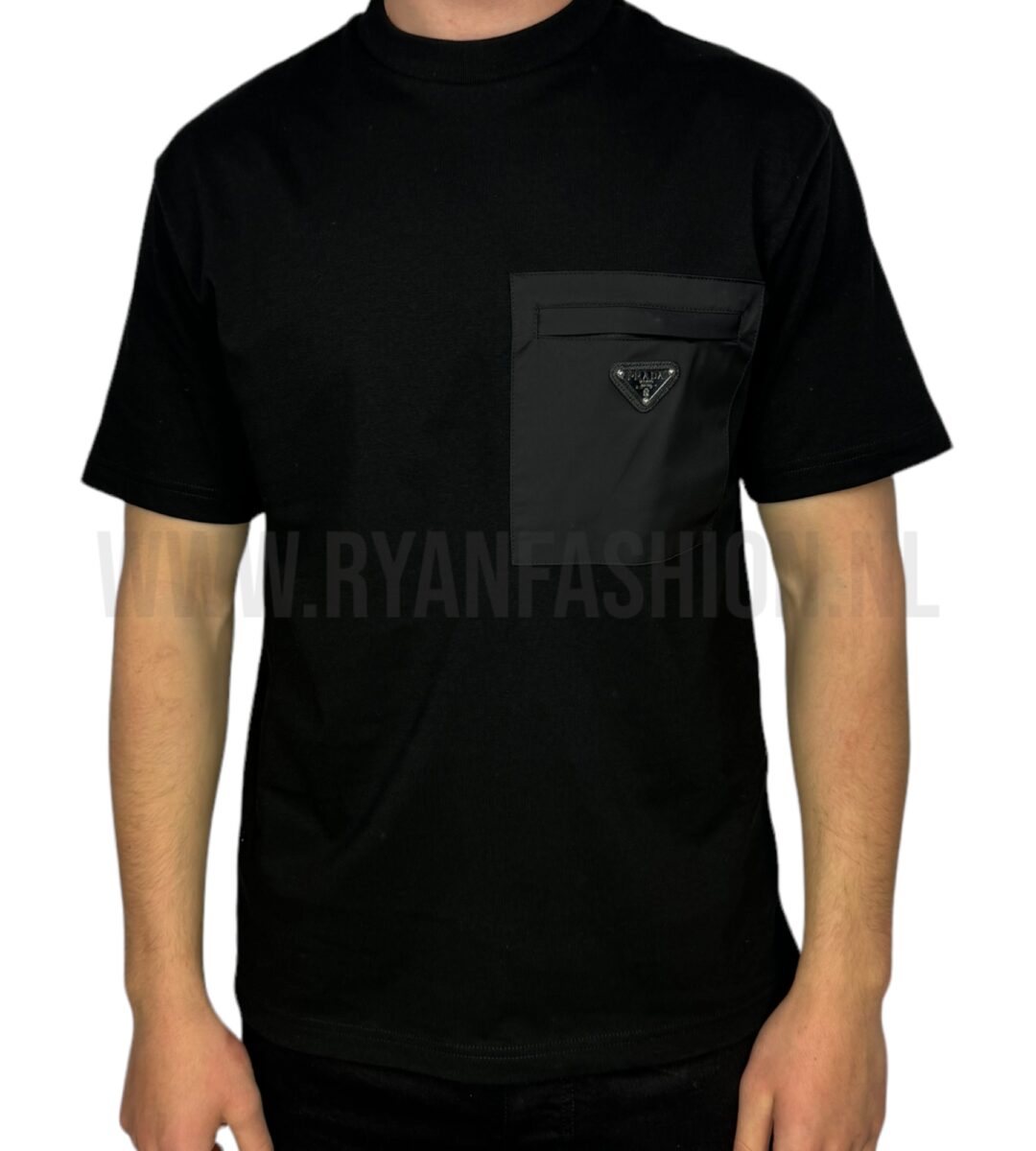 Prada Re-Nylon and Jersey T-Shirt Black