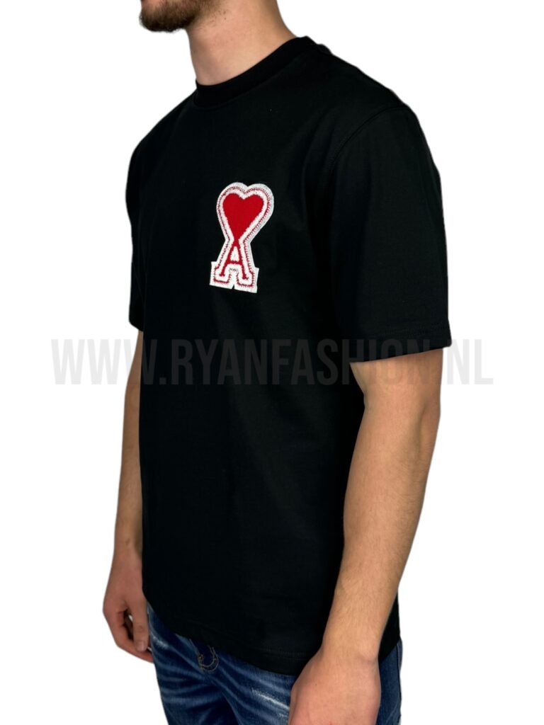 Ami T-Shirt Red Heart Logo T-Shirt Black - Afbeelding 2