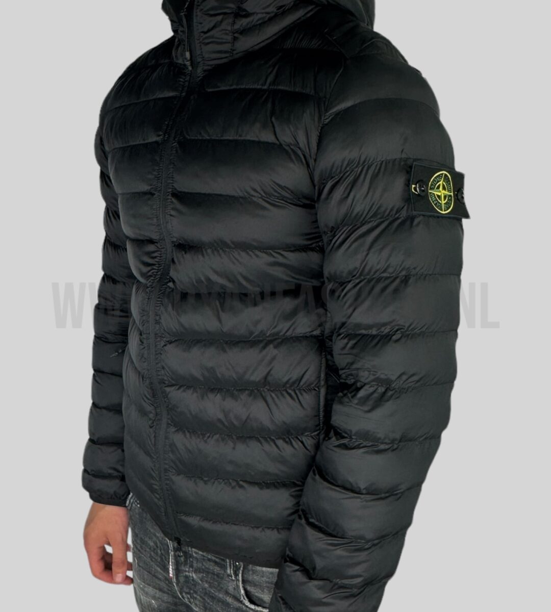 Stone Island Woven Chambers R-Nylon Down Jacket Zwart