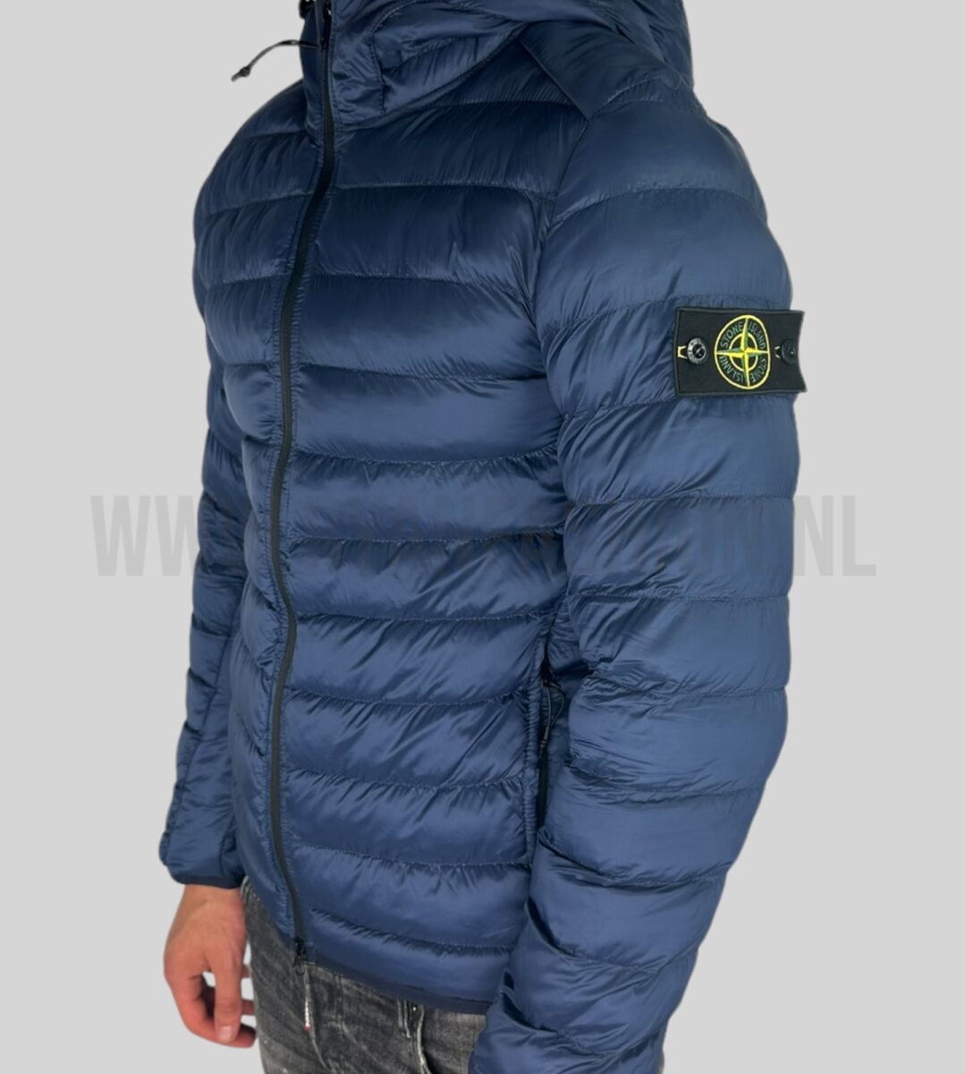 Stone Island Woven Chambers R-Nylon Down Jacket Donkerblauw