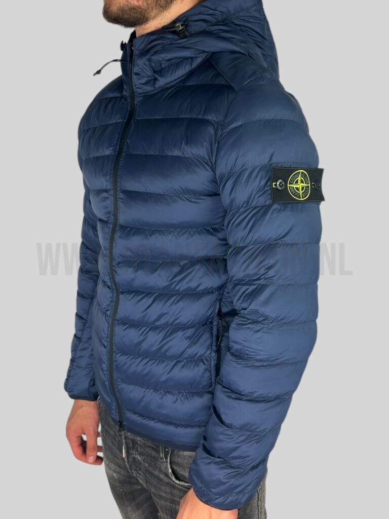 Stone Island Woven Chambers R-Nylon Down Jacket Donkerblauw