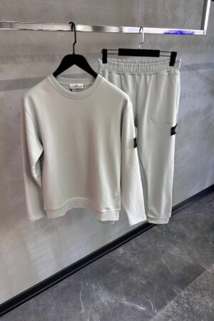 Stone Island White Badge Tracksuit Lichtgrijs