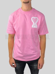 AMI Paris Large Applique A Heart T-Shirt Roze