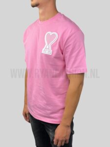 AMI Paris Large Applique A Heart T-Shirt Roze