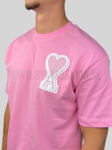 AMI Paris Large Applique A Heart T-Shirt Roze