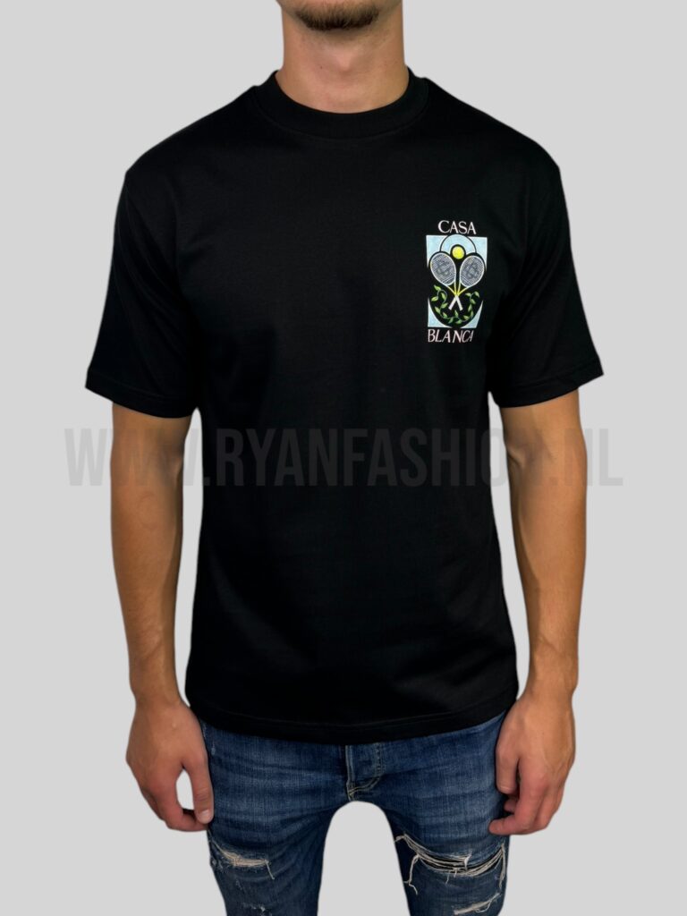 Casablanca Tennis Pastelle T-Shirt Zwart