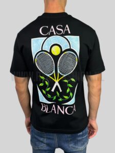 Casablanca Tennis Pastelle T-Shirt Zwart