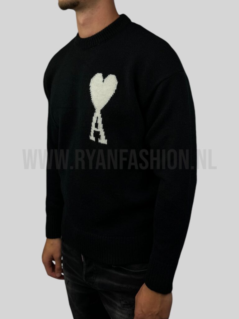 AMI Paris Big Heart Wool Sweater Zwart - Afbeelding 2