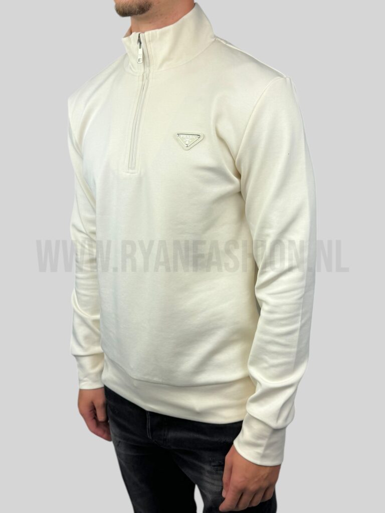 Prada Half Zipped Sweater Ecru - Afbeelding 2