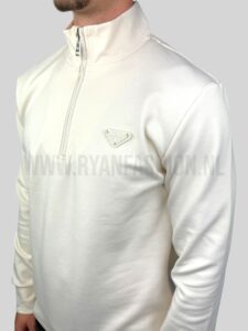 Prada Half Zipped Sweater Ecru