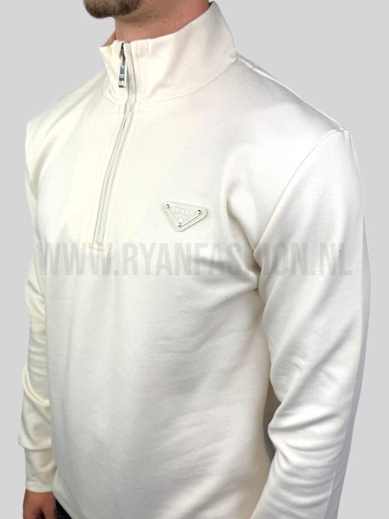 Prada Half Zipped Sweater Ecru - Afbeelding 3