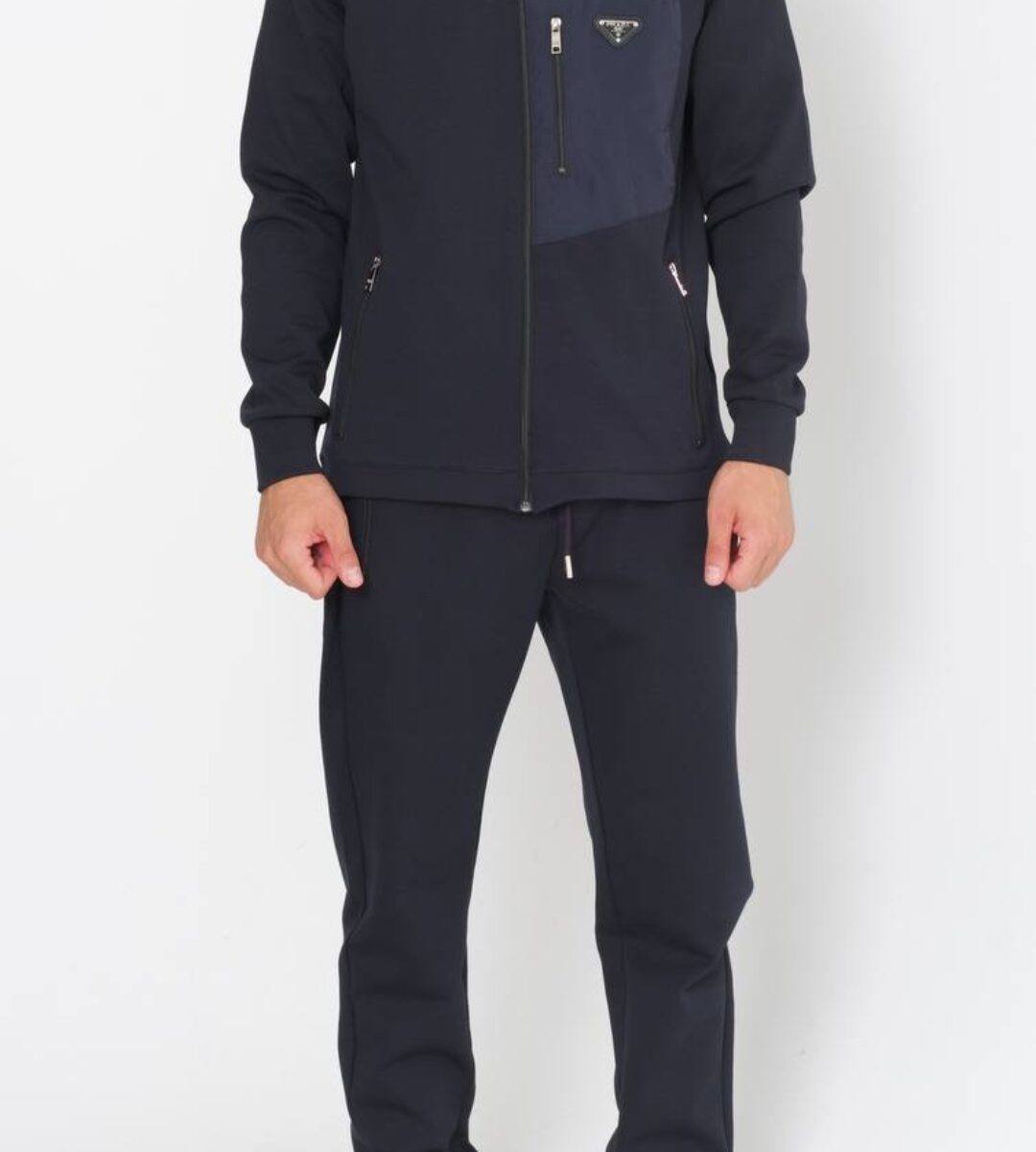 Prada Technical Cotton Re-Nylon Cardigan Tracksuit Navy Blue