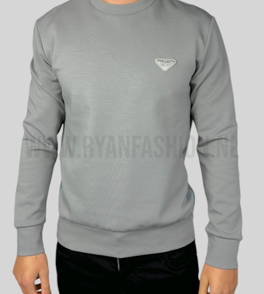 Prada Technical Cotton Sweater Smoke Grey