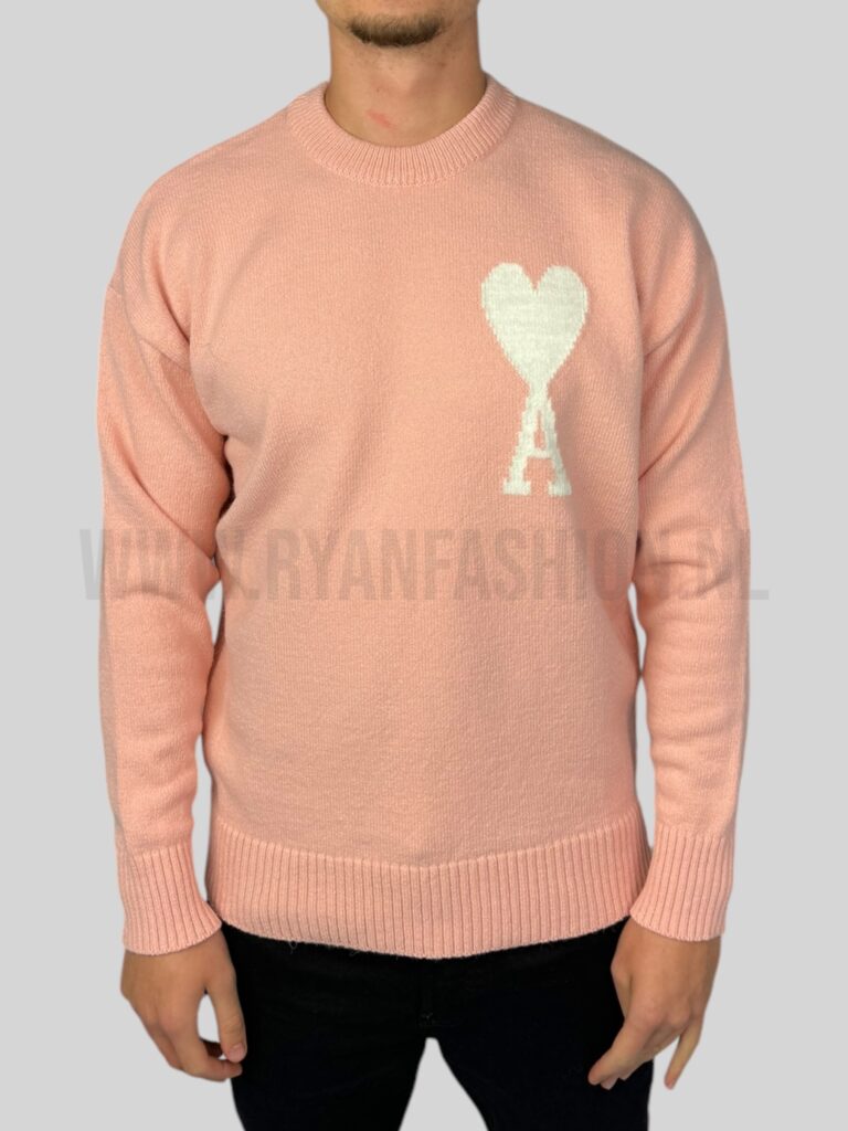 AMI Paris Big Heart Wool Sweater Roze