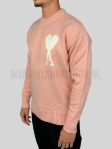 AMI Paris Big Heart Wool Sweater Roze