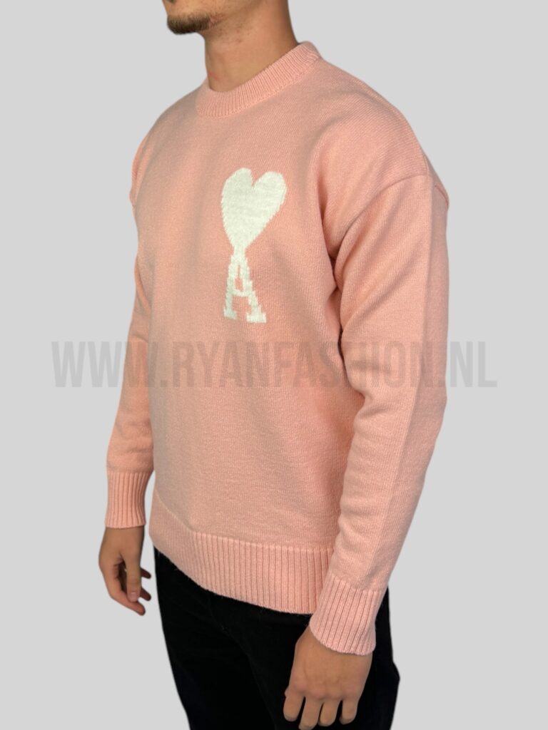 AMI Paris Big Heart Wool Sweater Roze - Afbeelding 2