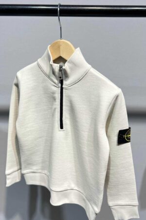 Stone Island Half Zipped Sweater Kids Ecru