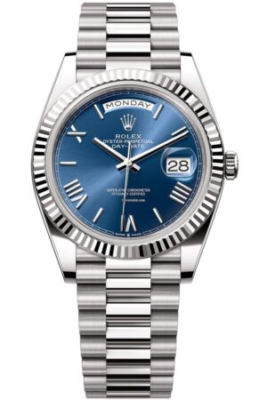 Rolex DayDate Blue Roman Dial White Gold 40MM