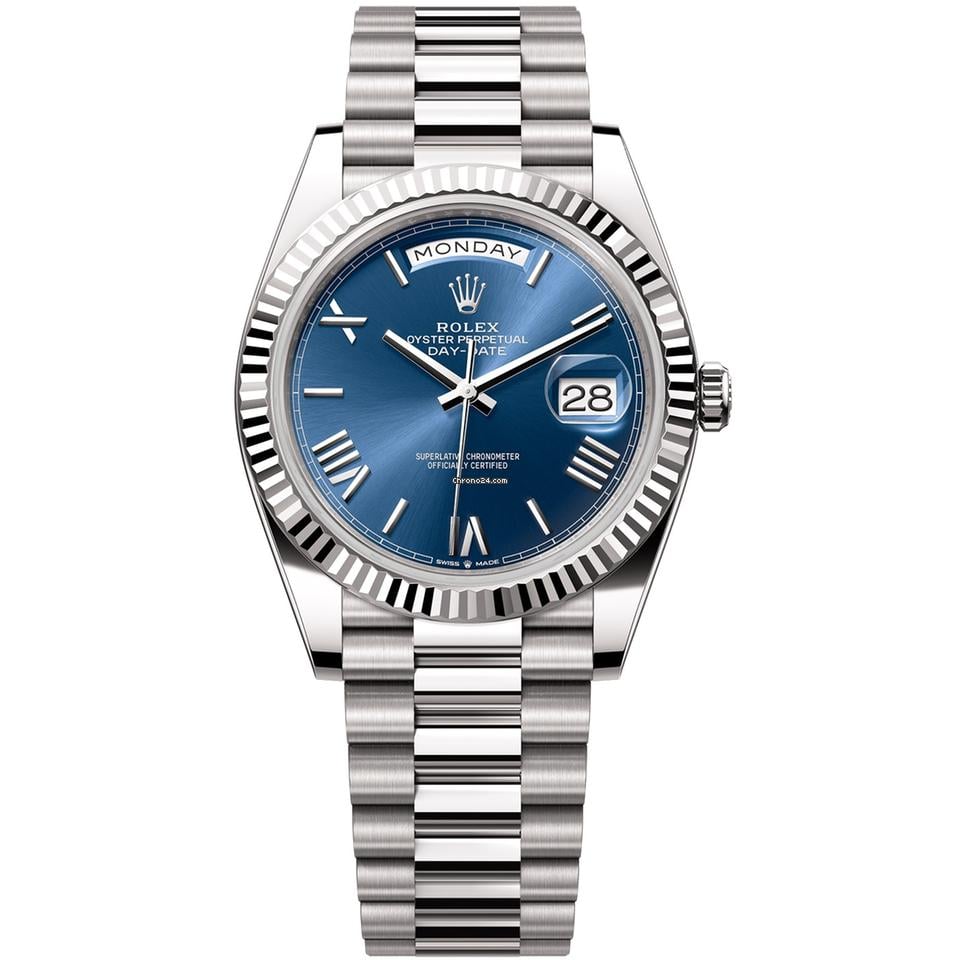 Rolex DayDate Blue Roman Dial White Gold 40MM