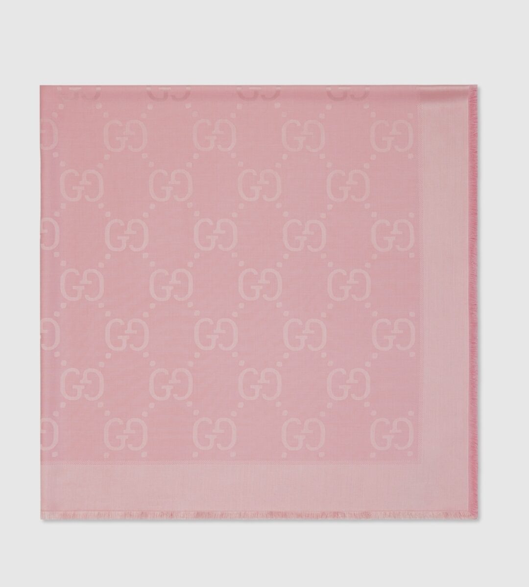 Gucci GG Jacquard Silk Wool Shawl Roze