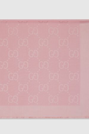 Gucci GG Jacquard Silk Wool Shawl Roze