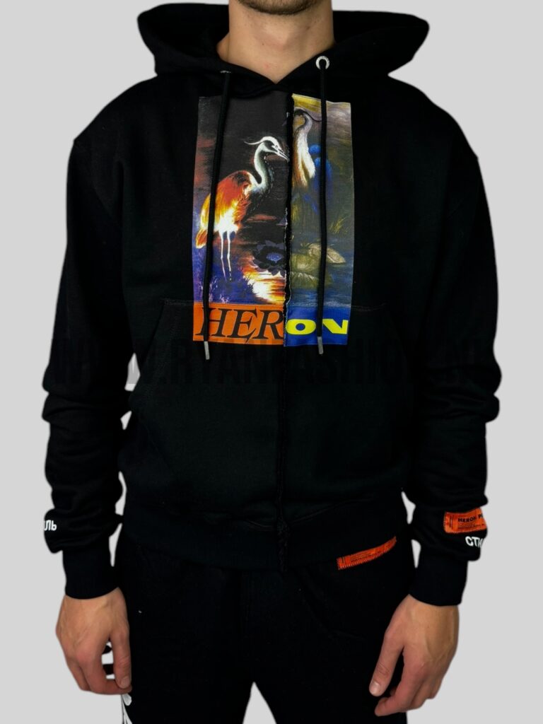 Heron Preston Split Herons Hoodie Black