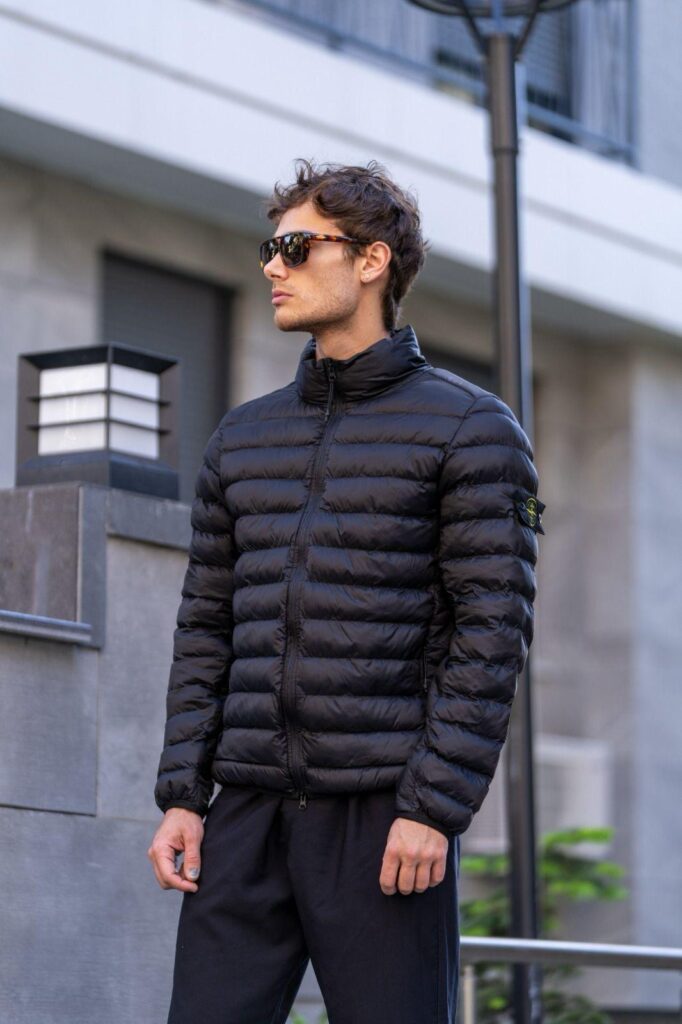 Stone Island Woven Chambers Down Jacket Black