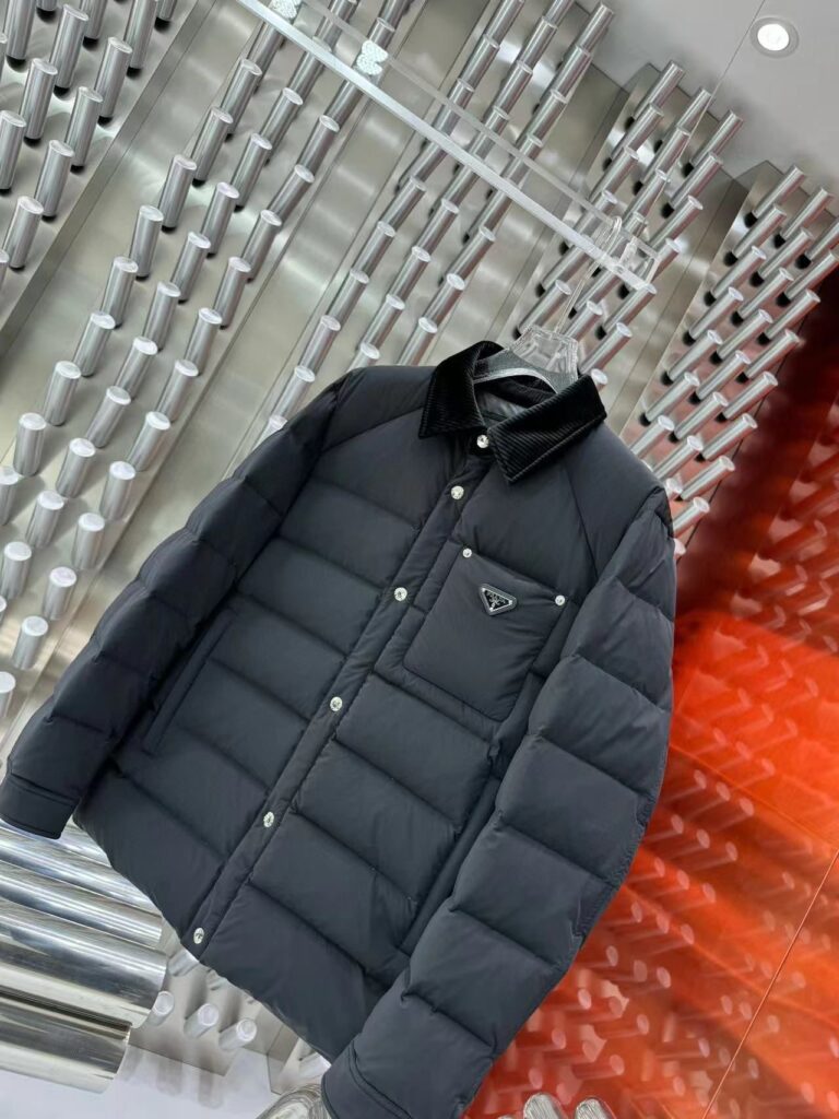 Prada Corduroy Collar Down Jacket Black - Afbeelding 3