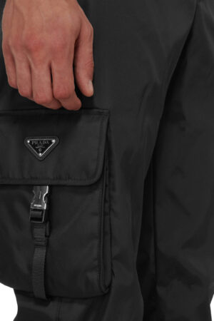Prada Re-Nylon Cuffed Black Cargo Pants Black