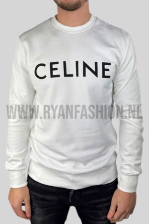 Celine Logo Sweater White