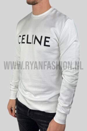 Celine Logo Sweater White