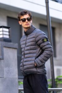 Stone Island Woven Chambers Down Jacket Grey