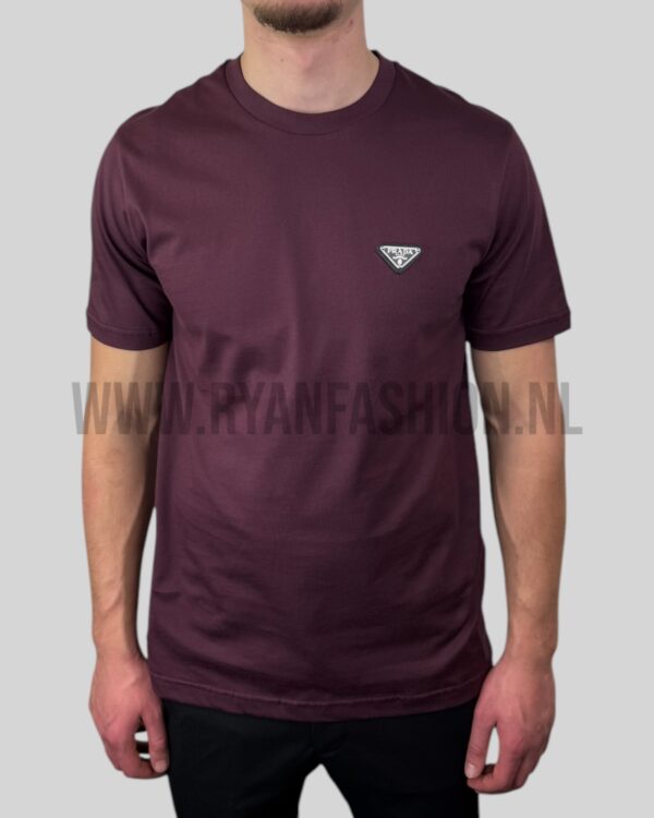 Prada Logo Patch T-Shirt Bordeaux