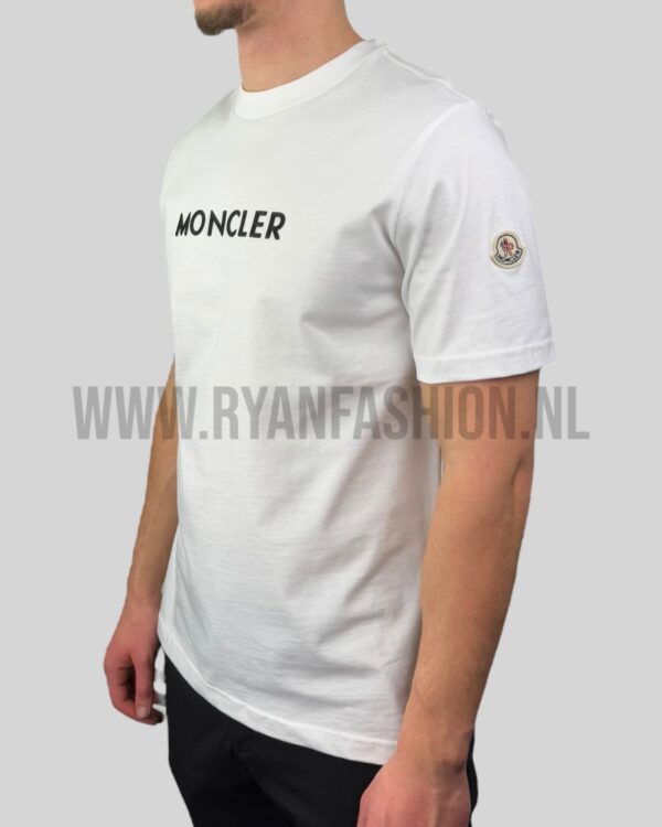 Moncler Rubberized Logo Cotton T-Shirt White - Afbeelding 2