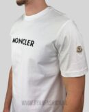 Moncler Rubberized Logo Cotton T-Shirt White