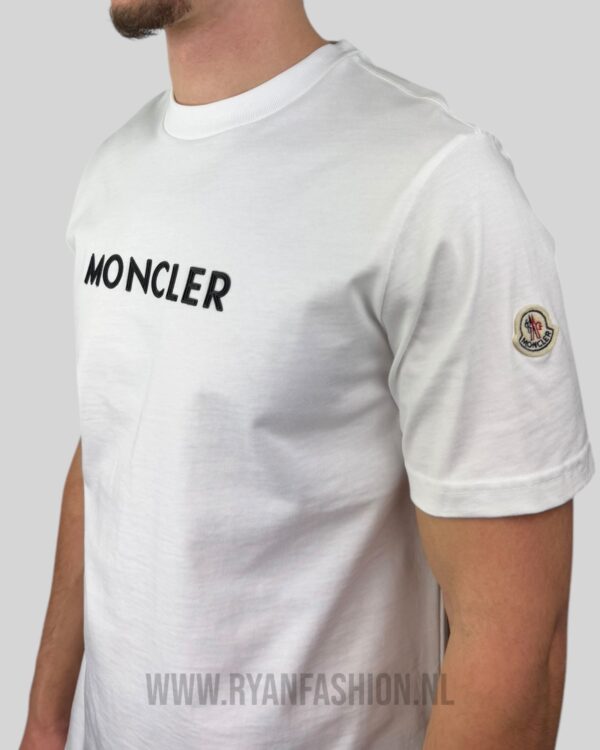 Moncler Rubberized Logo Cotton T-Shirt White - Afbeelding 3