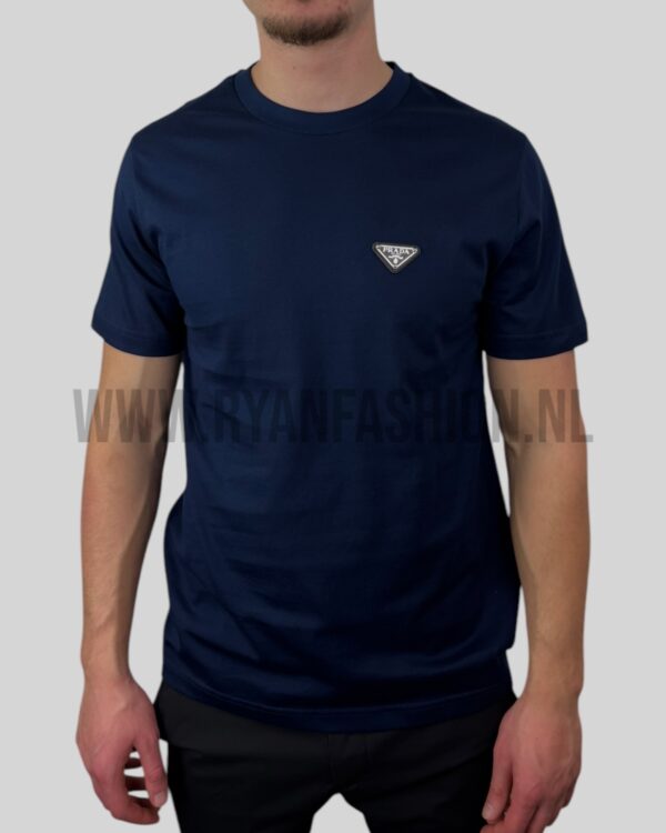 Prada Logo Patch T-Shirt Navy Blue