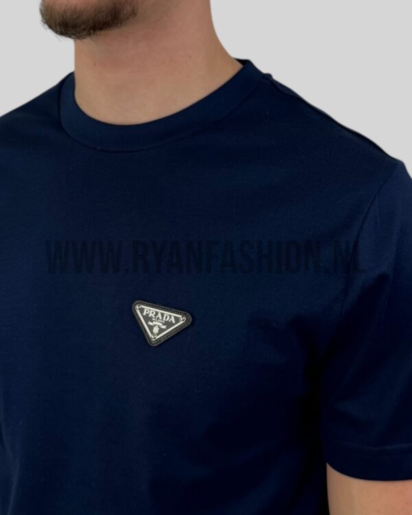 Prada Logo Patch T-Shirt Navy Blue - Afbeelding 3