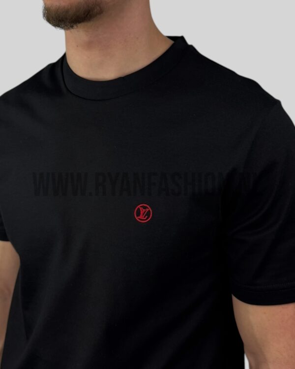 Louis Vuitton Logo Embroidered Jersey T-Shirt Black - Afbeelding 3