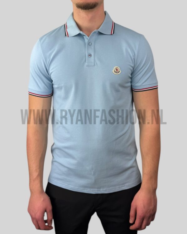 Moncler Logo Polo Shirt Light Blue