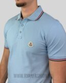 Moncler Logo Polo Shirt Light Blue